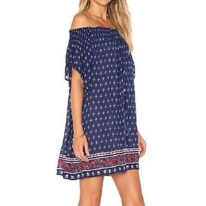 Faithfull The Brand Blue Off Shoulder Dress